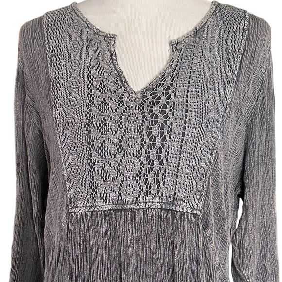 Relaxx Gray Boho Festival Midi Casual Flowy Summer Church Long Sleeved Dress - Picture 6 of 7